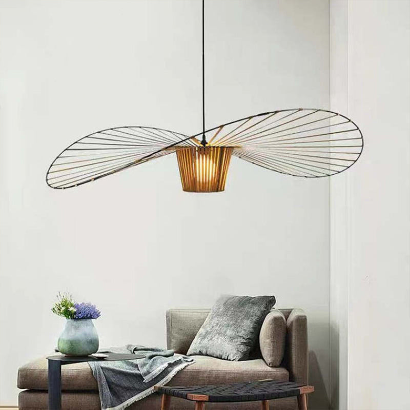 Ritta Suspension Vague Moderne, Tissu, Noir/Marron/Doré/Blanc, Salon