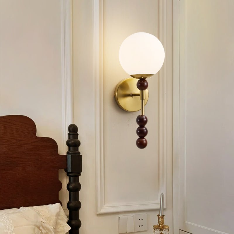 Colette Globe Bois Verre Applique Murale