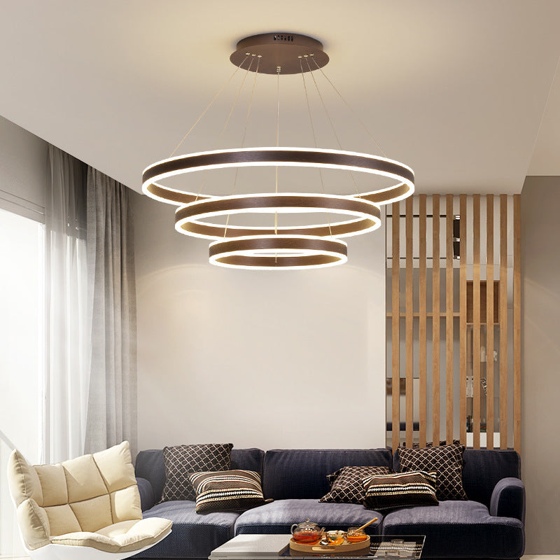 Arisha Led Suspension Cercle Minimaliste, Acrylic/Metal, Brun, Chambre