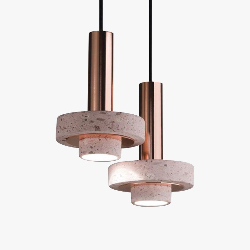 Arisha Suspension Cylindre Moderne, Métal/Pierre, Rose/Gris/Blanc/Bleu, Salle à Manger