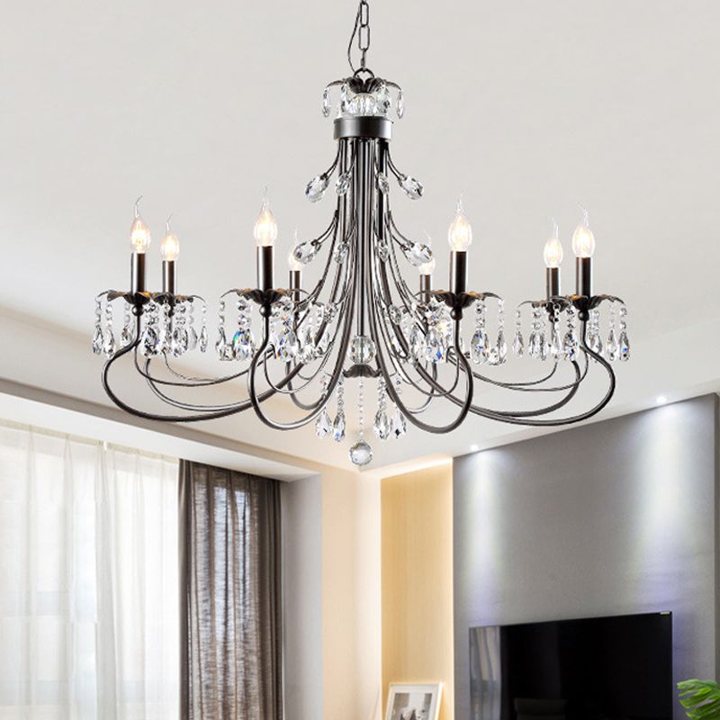 Silva LED Suspension Noir Métal Cristal Salle à manger Salon