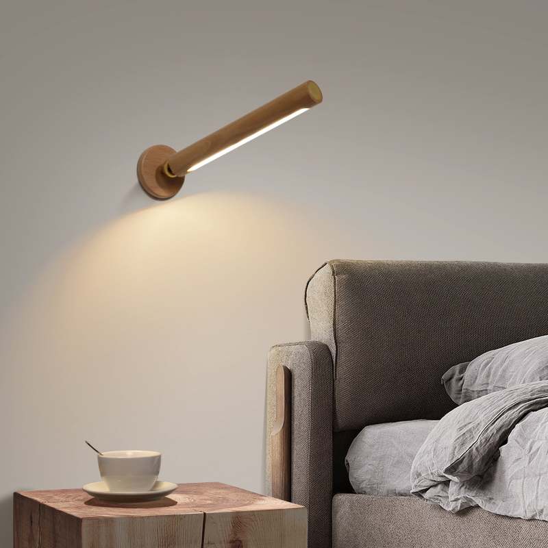 Muto Applique Murale Cylindrique Minimaliste, Bois, Métal/Bois, Chambre