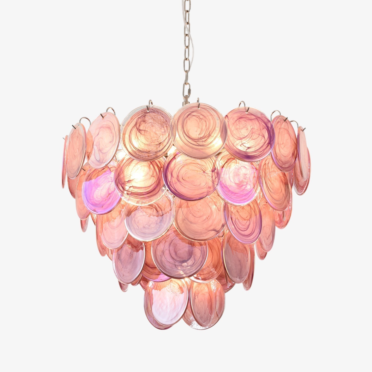 Aurora Chandelier Pink Murano Disc Layered - Letslighting