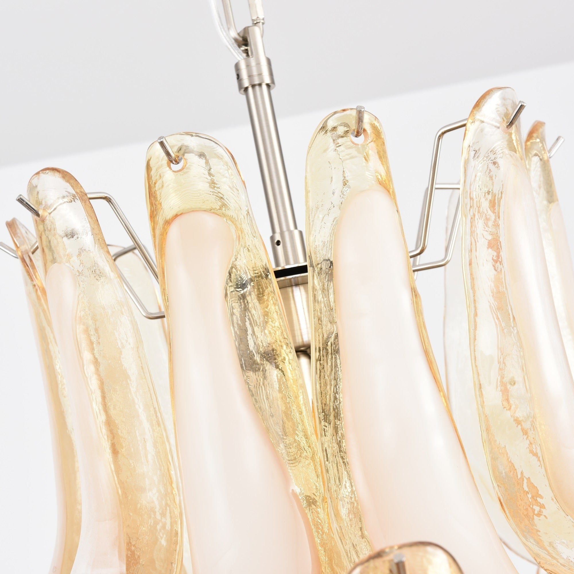 Aurora Chandelier Amber Murano Glass Petal Layered Luxury - Letslighting