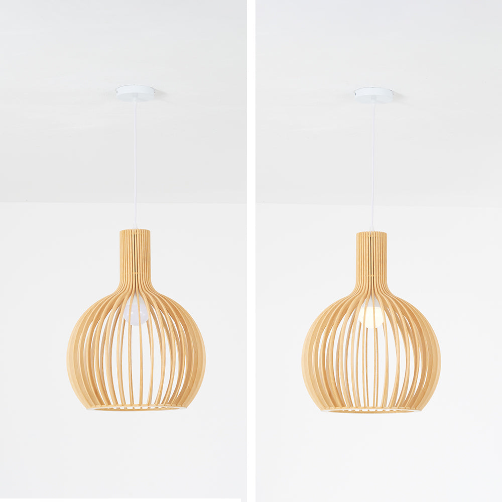 Muto Suspension Design en Bois Sculpté Naturel Salle à Manger