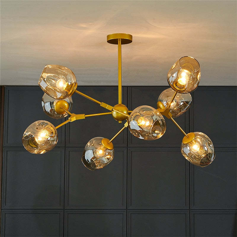 Valentina Suspension Multi Retro, Metal/Verre, Noir/Or, Chambre