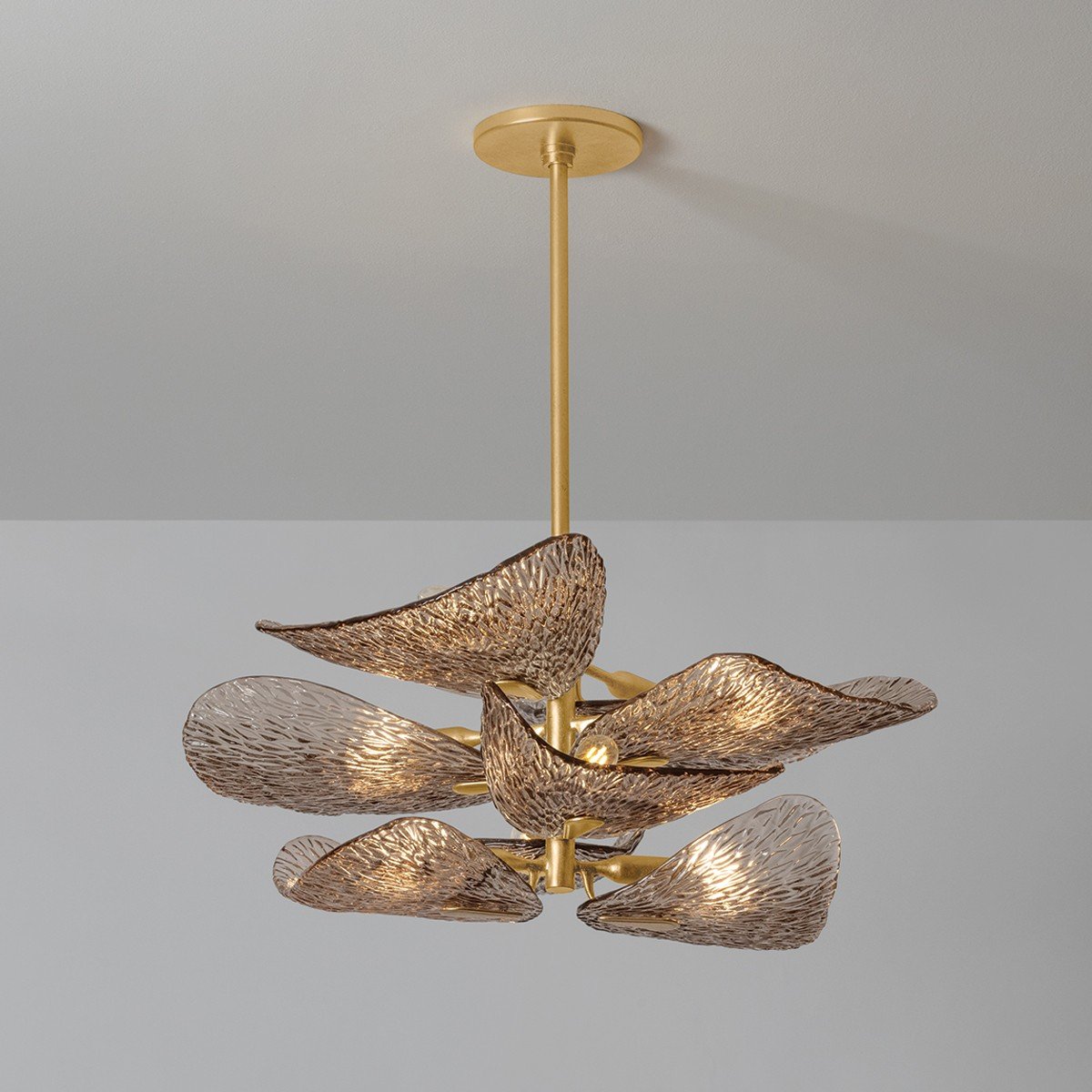 Aurora Chandelier Cardiff Piastra Glass Petal Layered Bronze - Letslighting