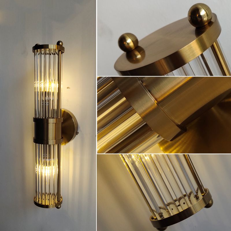 Arisha LED Applique Murale Cylindrique Vintage Métal/Verre Or