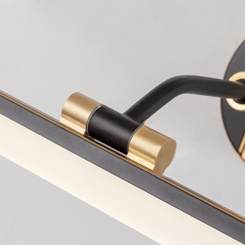Arisha Applique Murale Linéaire Moderne, Métal/Acrylique, Noir/Laiton, Salle de Bain