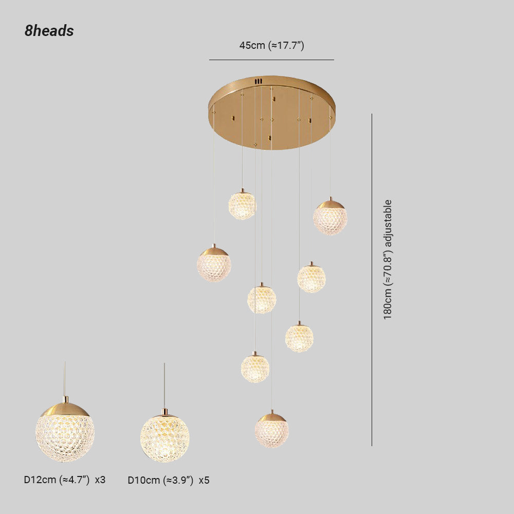 Arisha Luminaires Suspensions Multi/Bulle Moderne Métal/Acrylique Doré Chambre à Coucher
