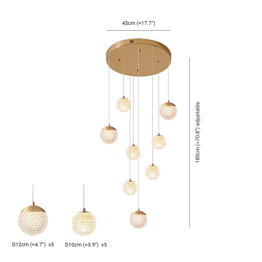 Arisha Luminaires Suspensions Multi/Bulle Moderne Métal/Acrylique Doré Chambre à Coucher
