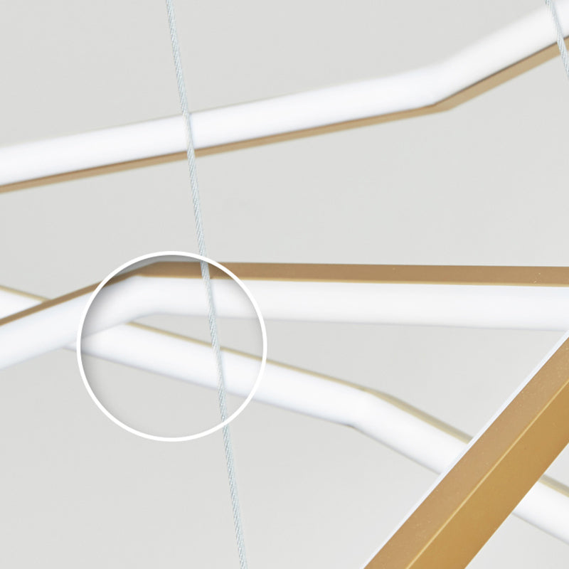 Ray Suspension Géométrique Contemporain, Métal, Doré, Salon/Chambre à Coucher