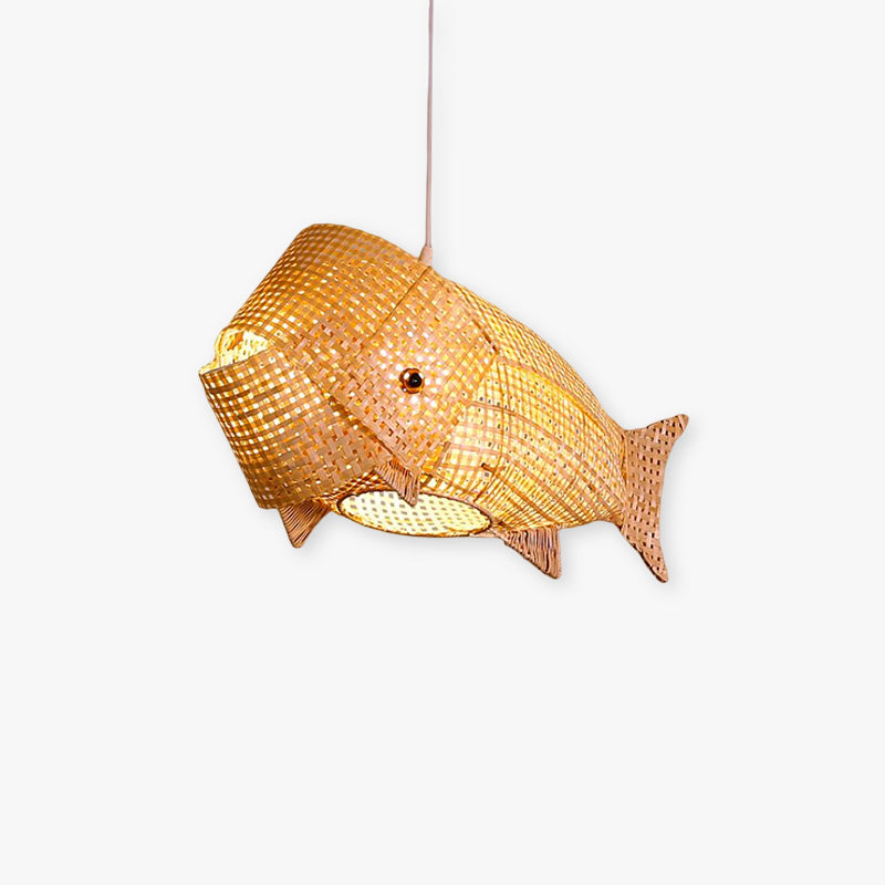 Ritta Luminaires Suspension Poisson Simple Métal/Rotin, Salon