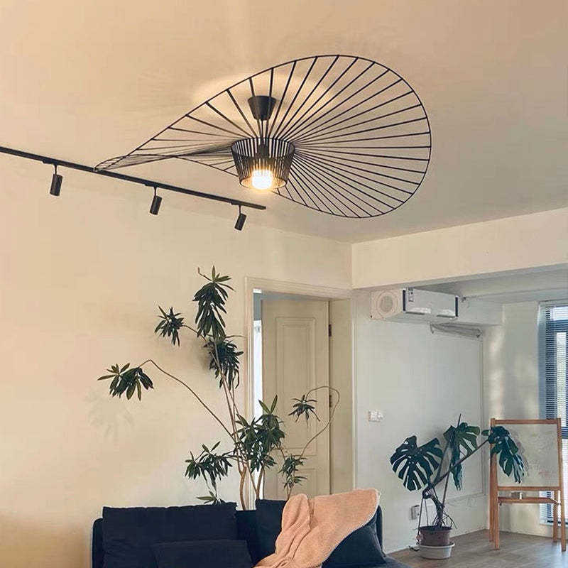 Ritta Suspension Vague Moderne, Tissu, Noir/Marron/Doré/Blanc, Salon