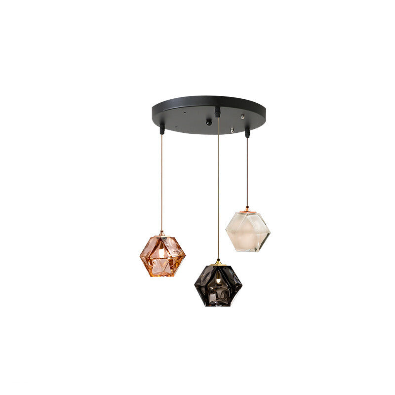 Valentina Polyèdre LED Suspension Métal Verre Cuisine Chambre à Coucher