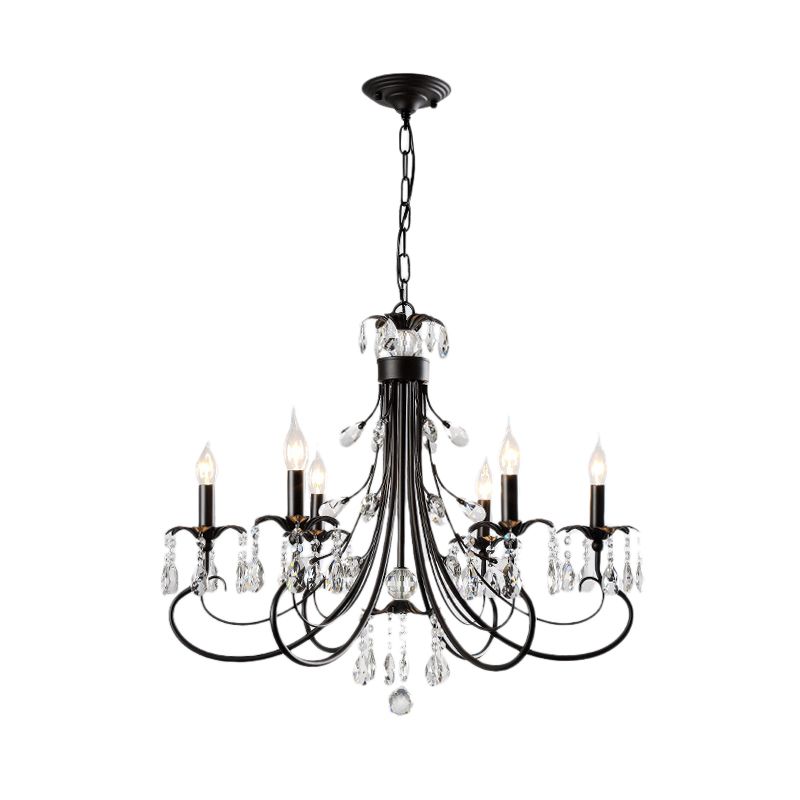 Silva LED Suspension Noir Métal Cristal Salle à manger Salon