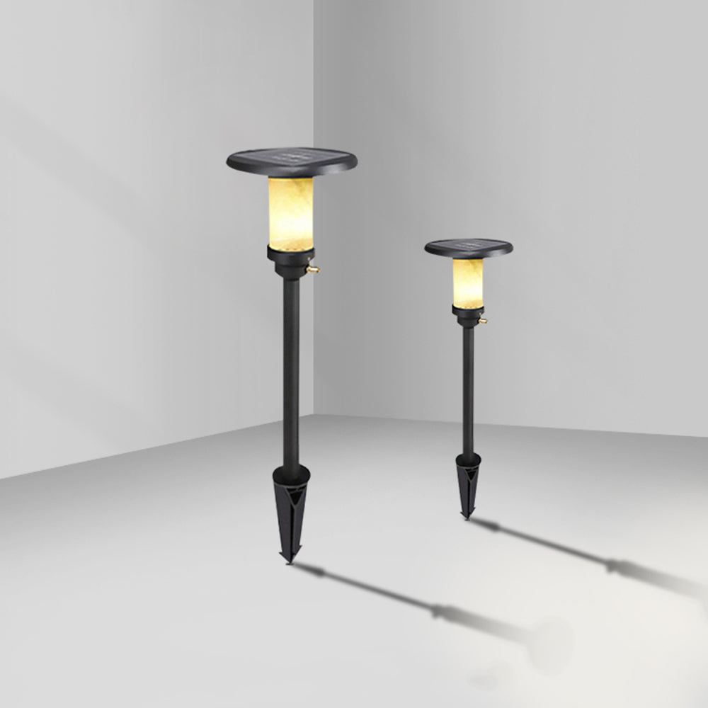 Ray Ronde Moderne Lampadaire Noir Métal/Marbre Noir Extérieur
