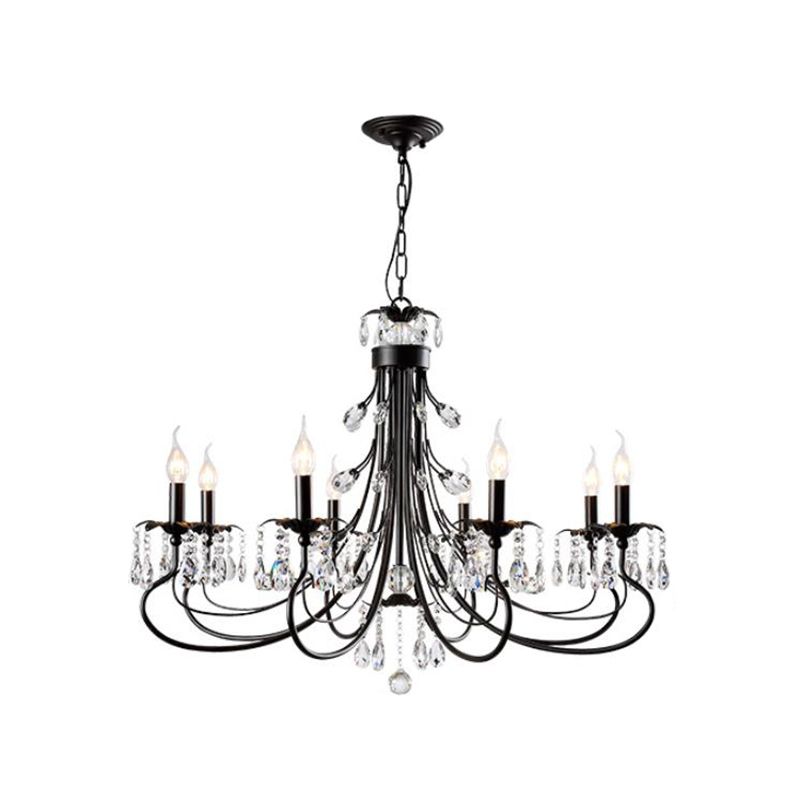 Silva LED Suspension Noir Métal Cristal Salle à manger Salon