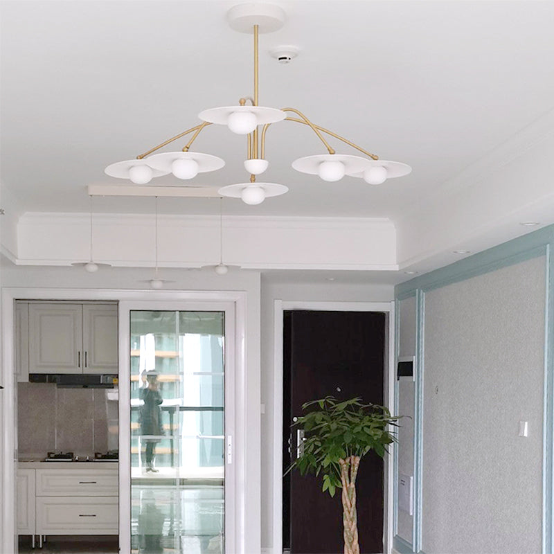 Arisha Suspension Fleur Art Déco,  Métal/Verre, Blanc, Salon