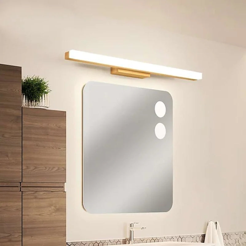 Arisha Applique Murale Miroir Linéaire Minimaliste, Bois, Noyer, Salon