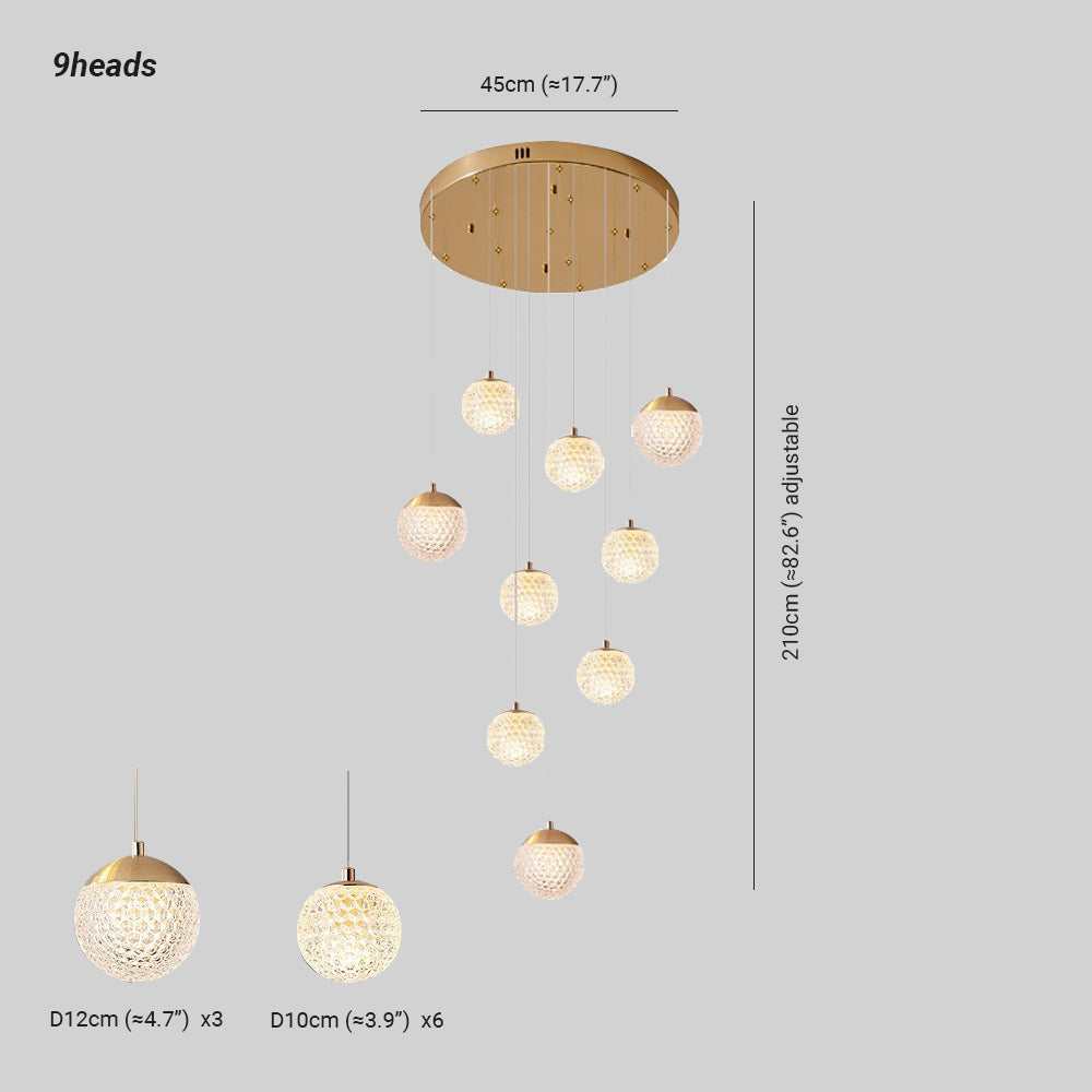 Arisha Luminaires Suspensions Multi/Bulle Moderne Métal/Acrylique Doré Chambre à Coucher