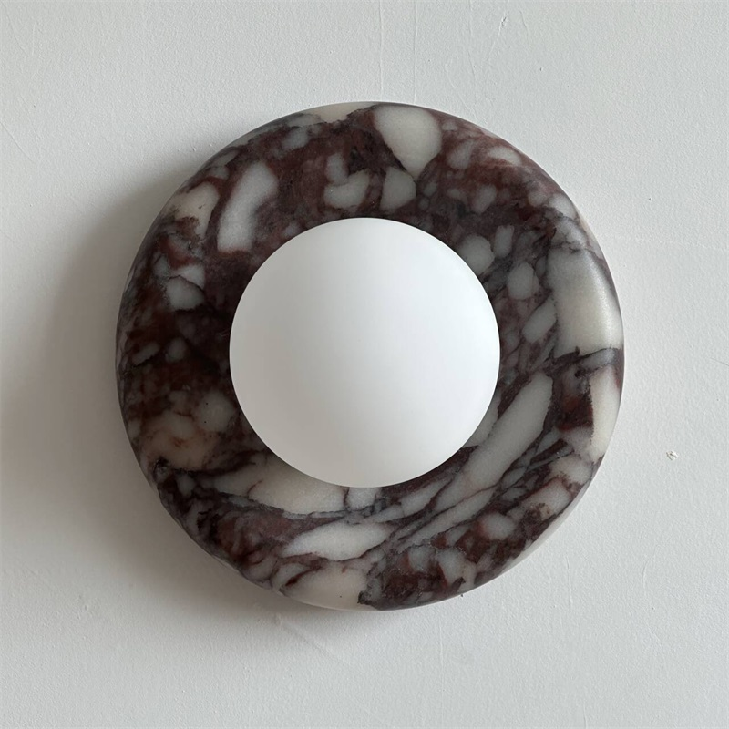 Evenir Modern Minimalist Bvlgari Purple Marble Sconce Wall Lamp - Lamp Copper