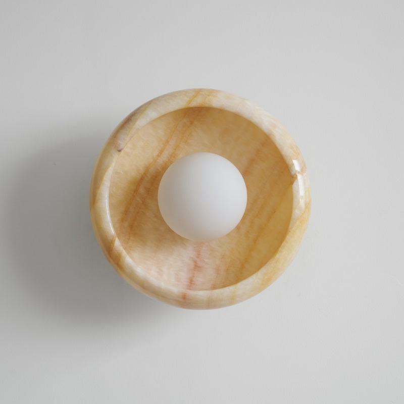 Piedra Modern Minimalist Marble Glass Wall Lamp - Lamp Copper