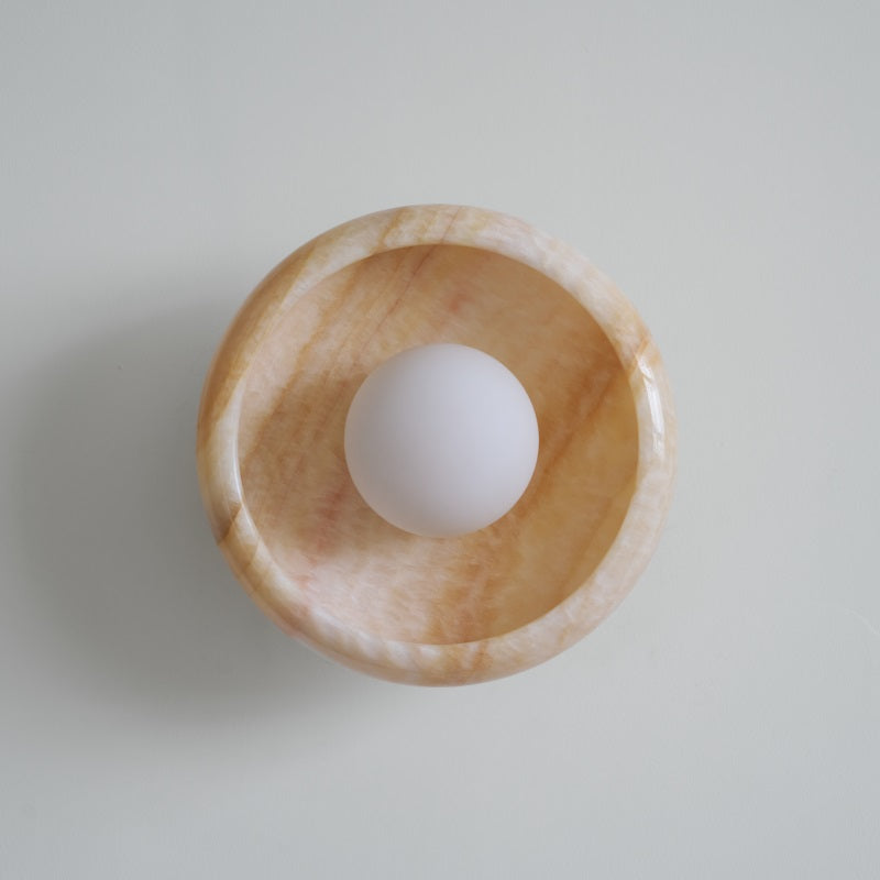 Piedra Modern Minimalist Marble Glass Wall Lamp - Lamp Copper