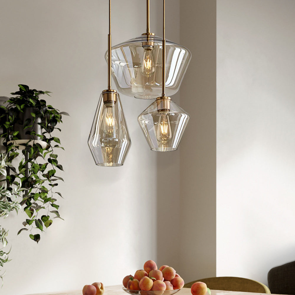 Valentina Suspension Moderne, Verre, Clair/Ambre, Chambre/Salle de Bain