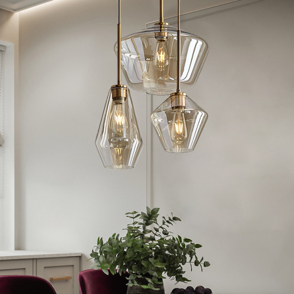 Valentina Suspension Moderne, Verre, Clair/Ambre, Chambre/Salle de Bain