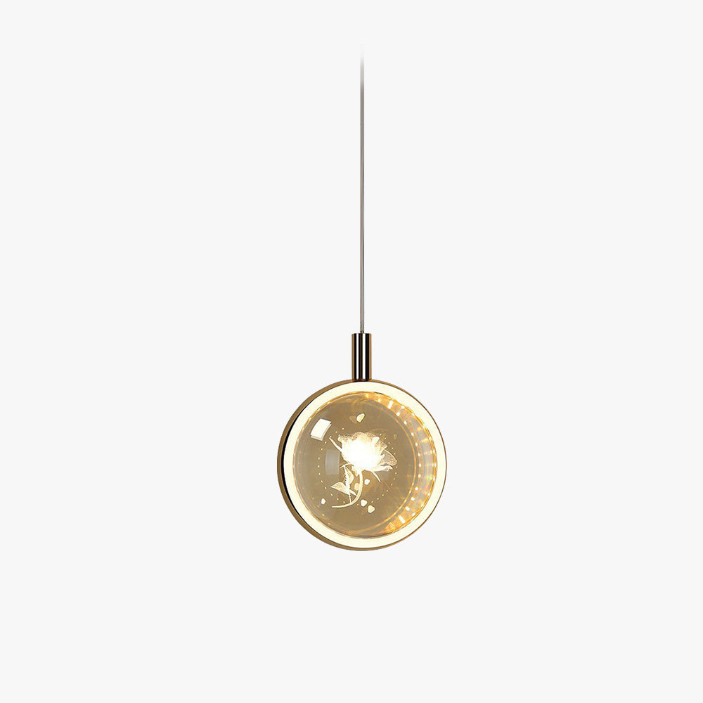 Arisha Luminaires Suspensions Ronde Moderne LED Métal/Cristal Doré Salon