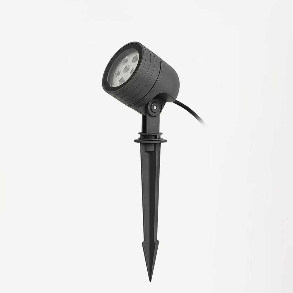 Ray Lampe Extérieure au Sol Cylindre Simple, Métal/Verre, Noir, Cour