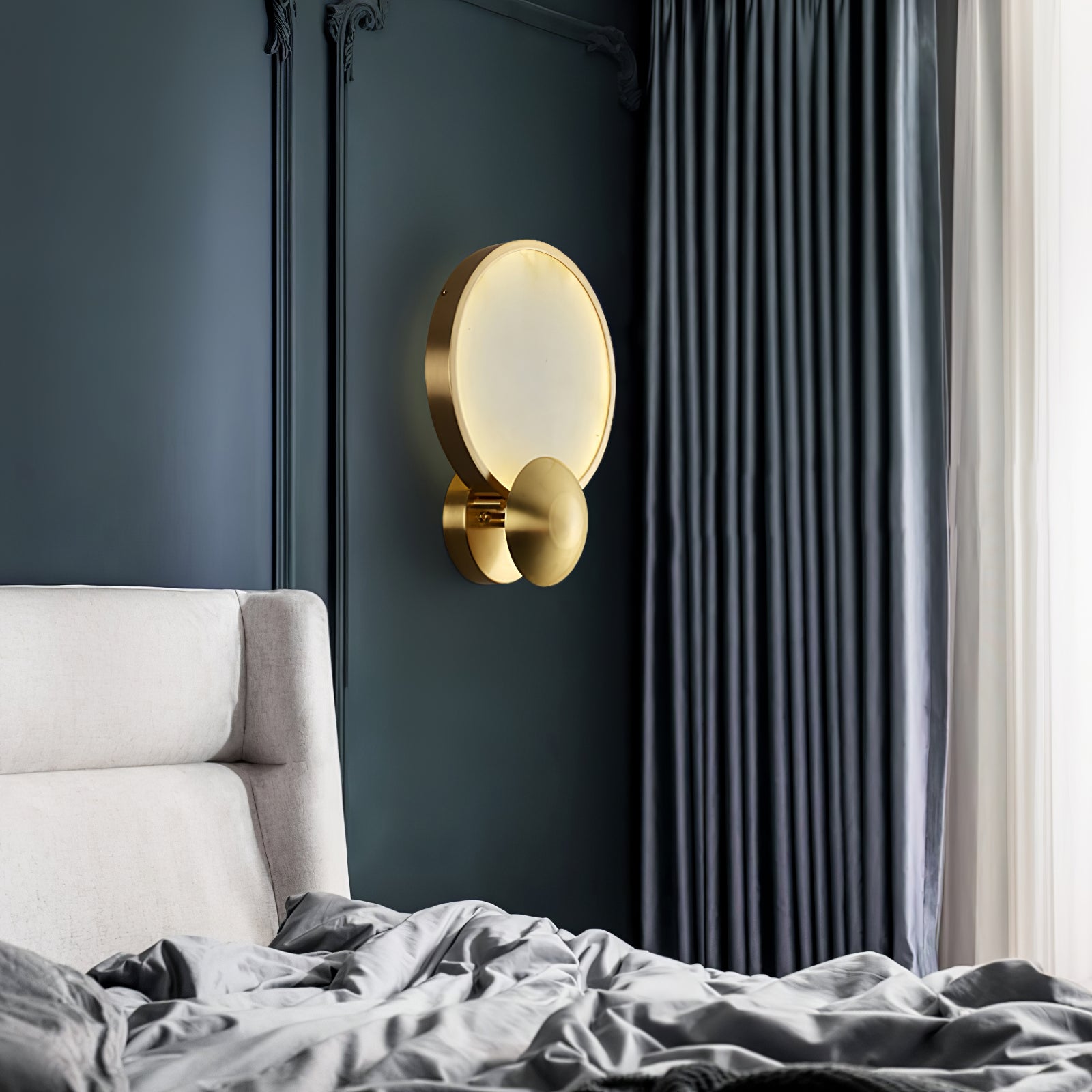 Sol Alabaster Brass Wall Light - Letslighting