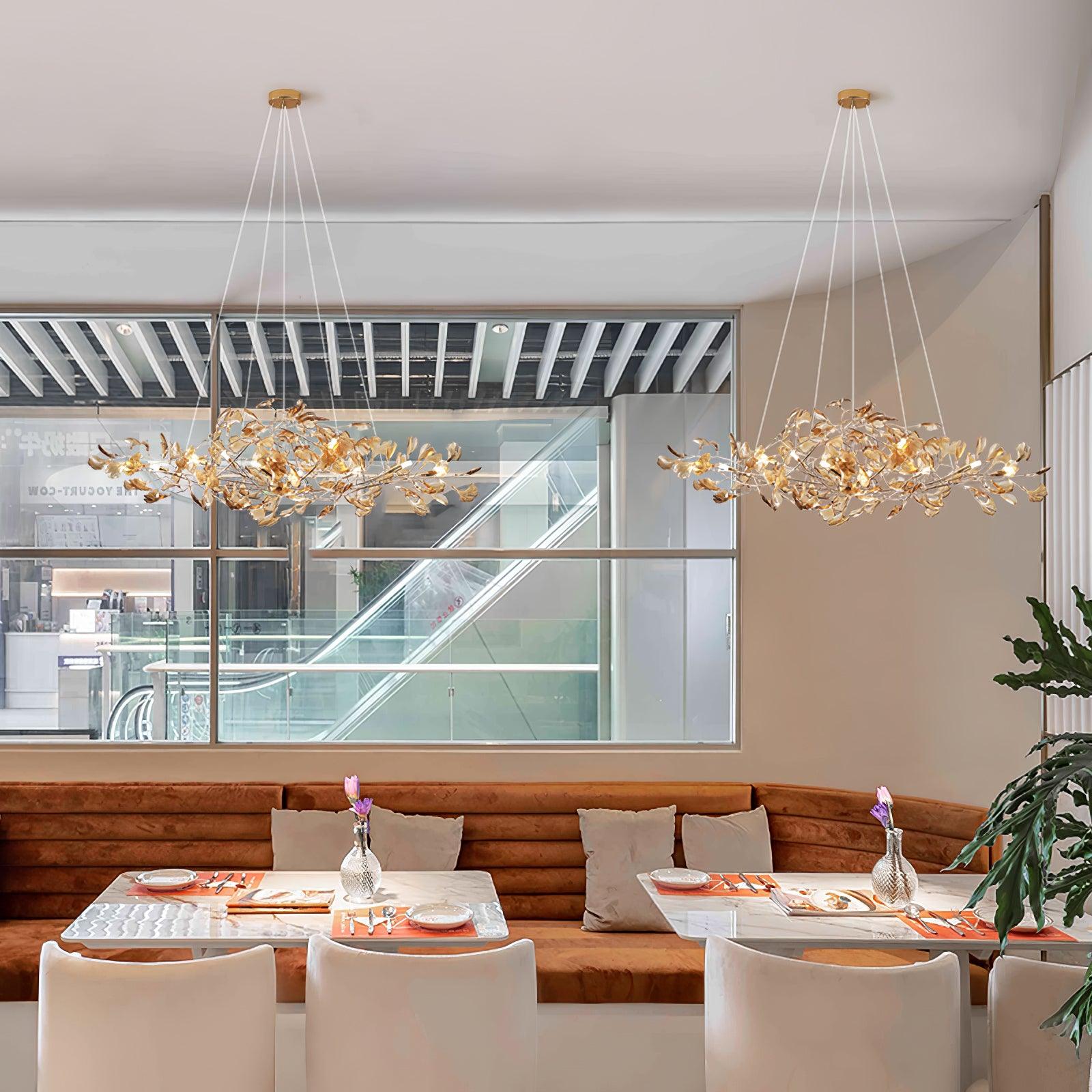 Eurvinen Luxury Ginkgo Leaf Metal Chandelier - Blowlighting