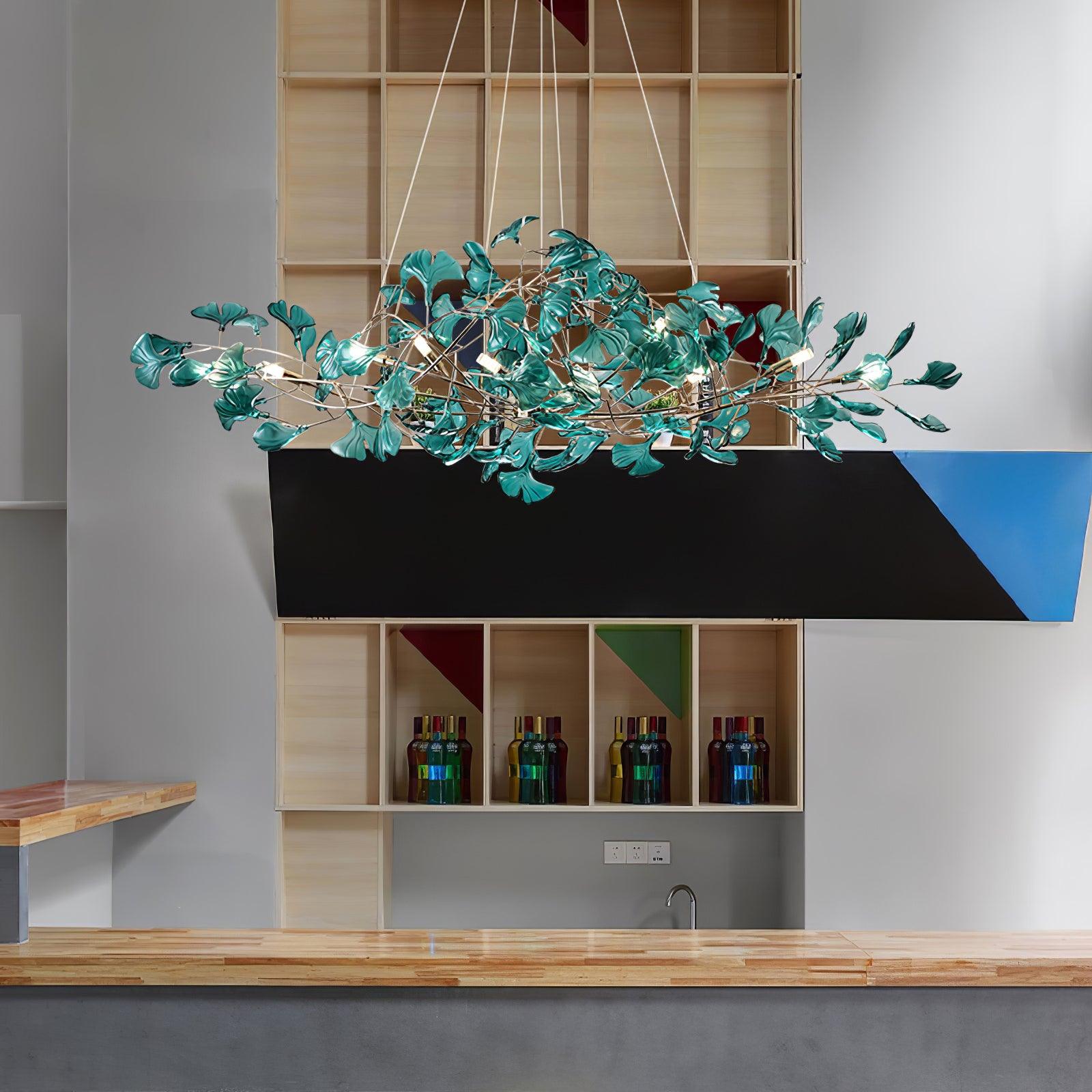 Eurvinen Luxury Ginkgo Leaf Metal Chandelier - Blowlighting