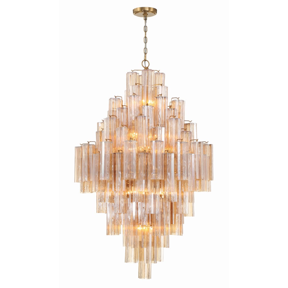 Aurora Diamond Chandelier Glass Tube Layered Amber - Letslighting