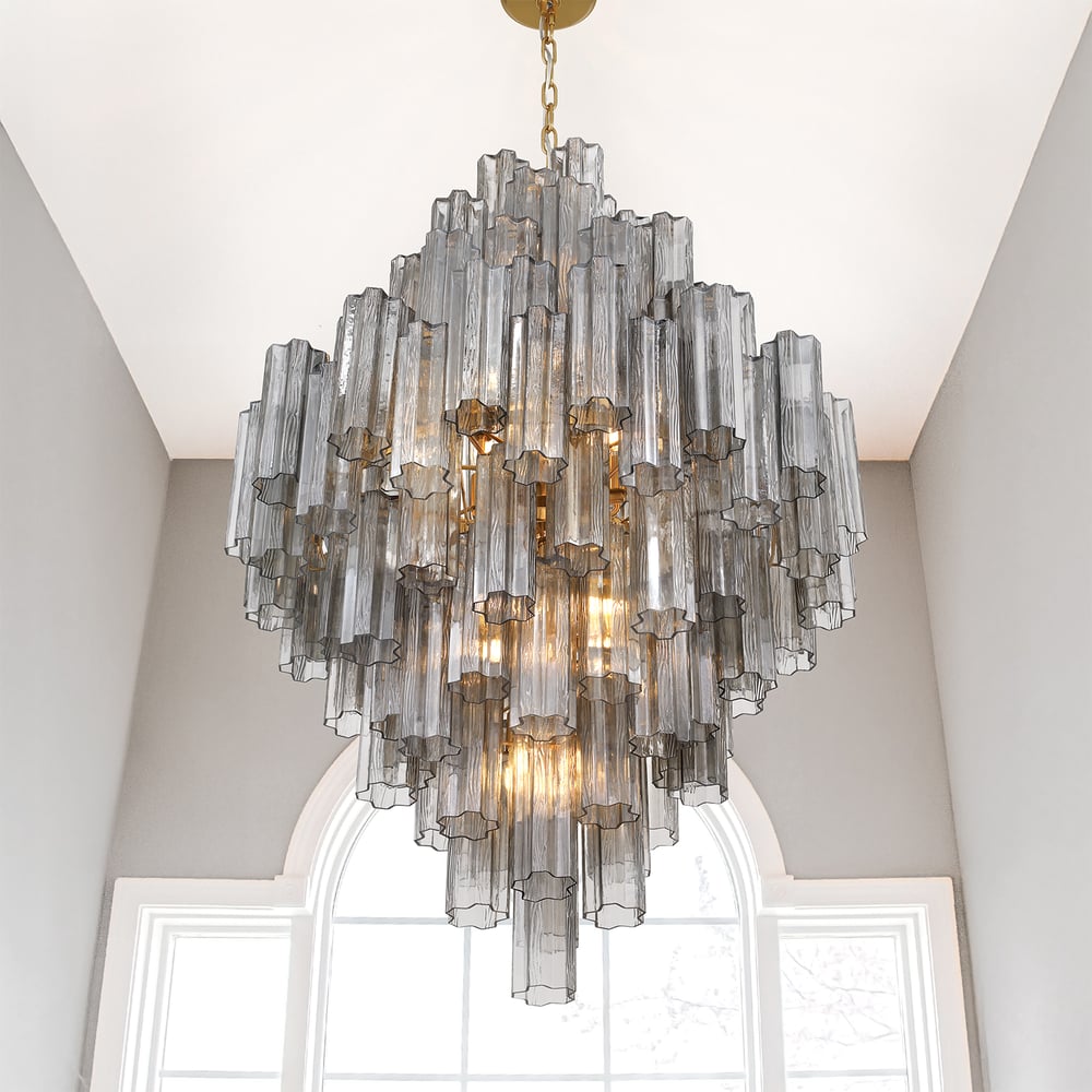 Aurora Diamond Chandelier Glass Tube Layered Amber - Letslighting