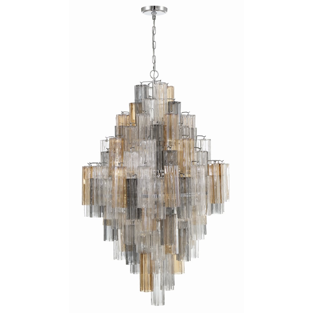 Aurora Diamond Chandelier Glass Tube Layered Amber - Letslighting