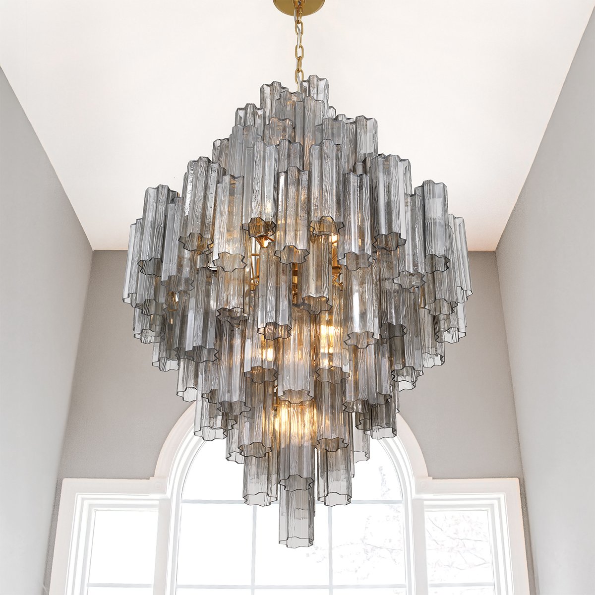 Aurora Diamond Chandelier Glass Tube Layered Amber - Letslighting