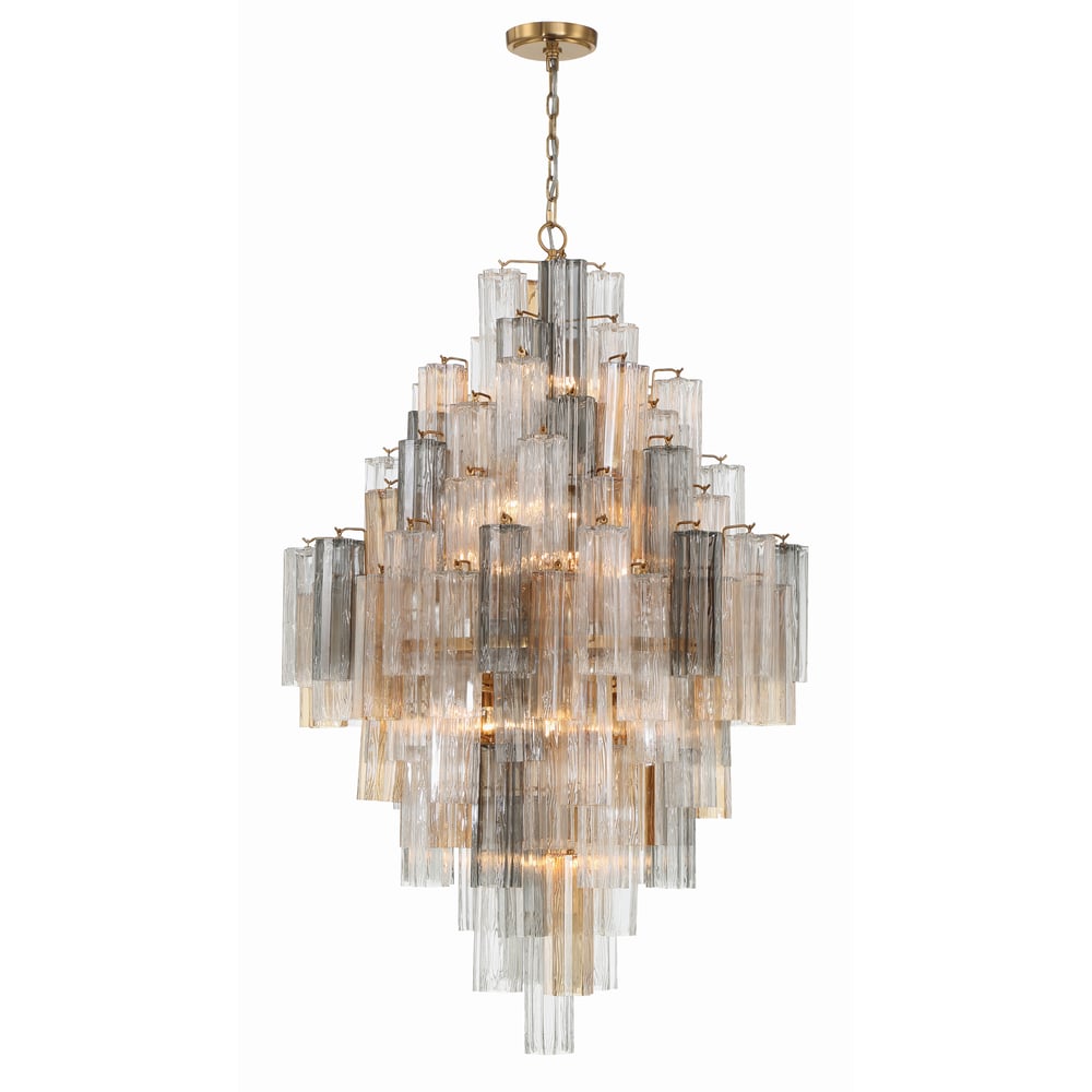 Aurora Diamond Chandelier Glass Tube Layered Amber - Letslighting