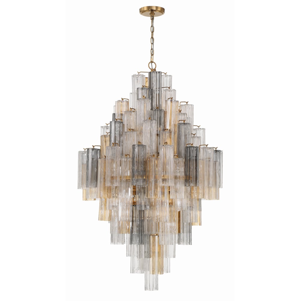 Aurora Diamond Chandelier Glass Tube Layered Amber - Letslighting