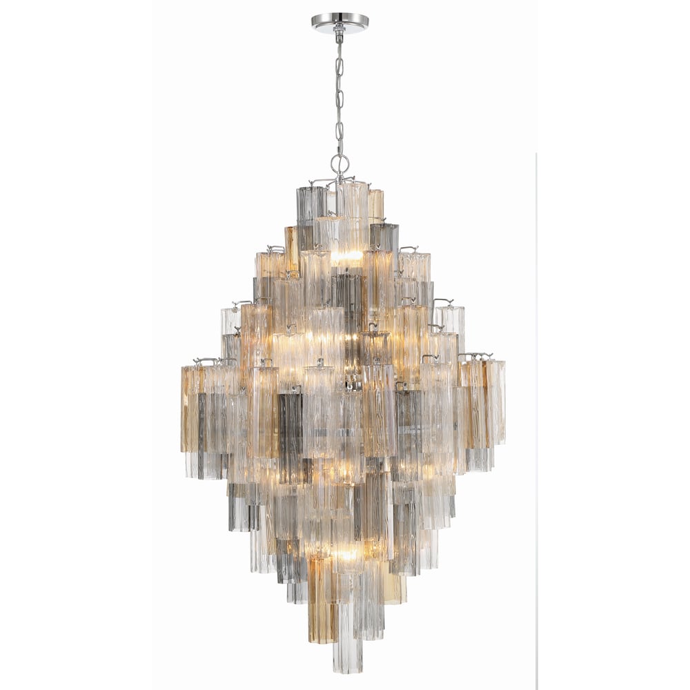 Aurora Diamond Chandelier Glass Tube Layered Amber - Letslighting