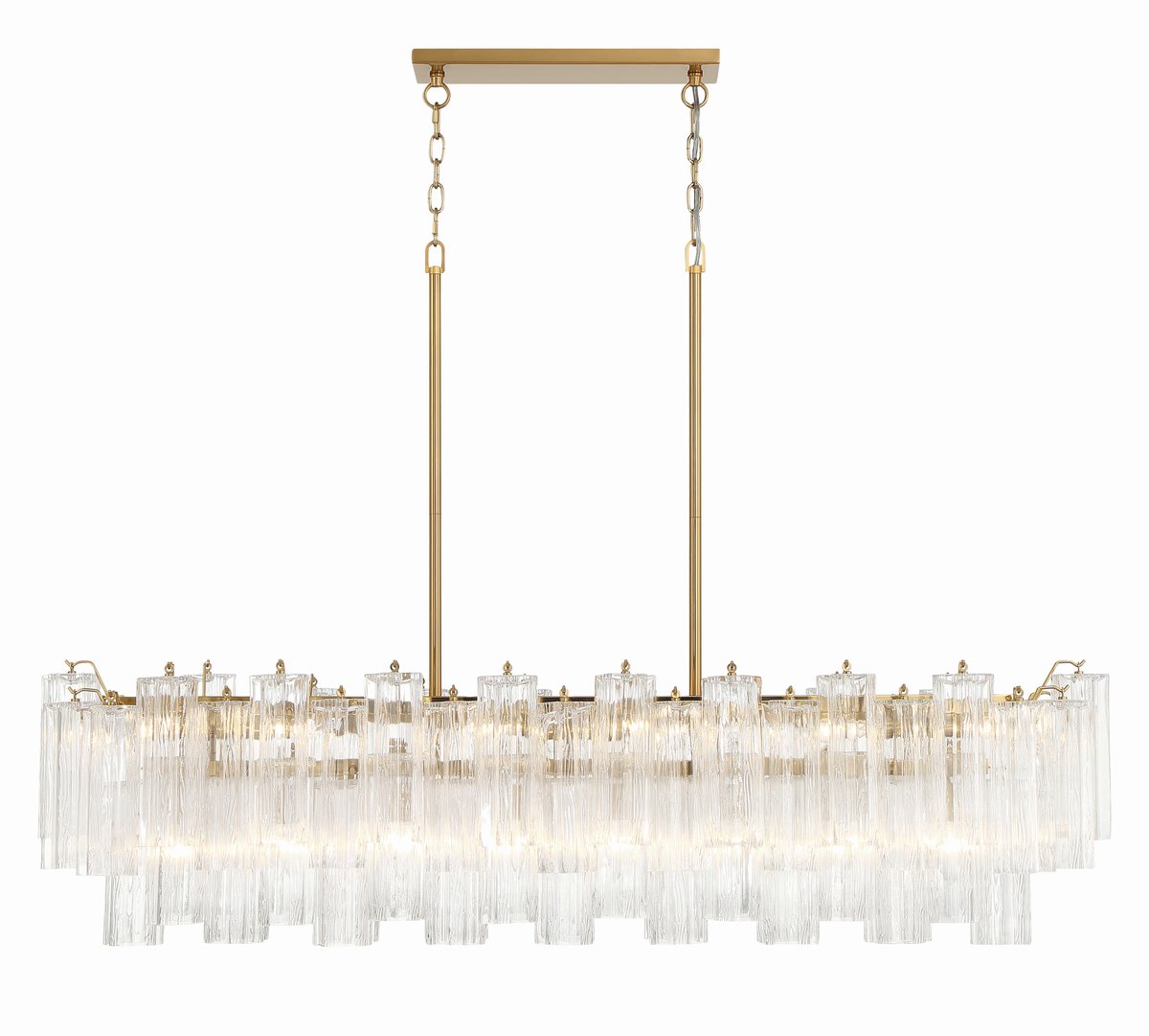 Aurora Linear Chandelier Glass Tube Tiered Amber - Letslighting