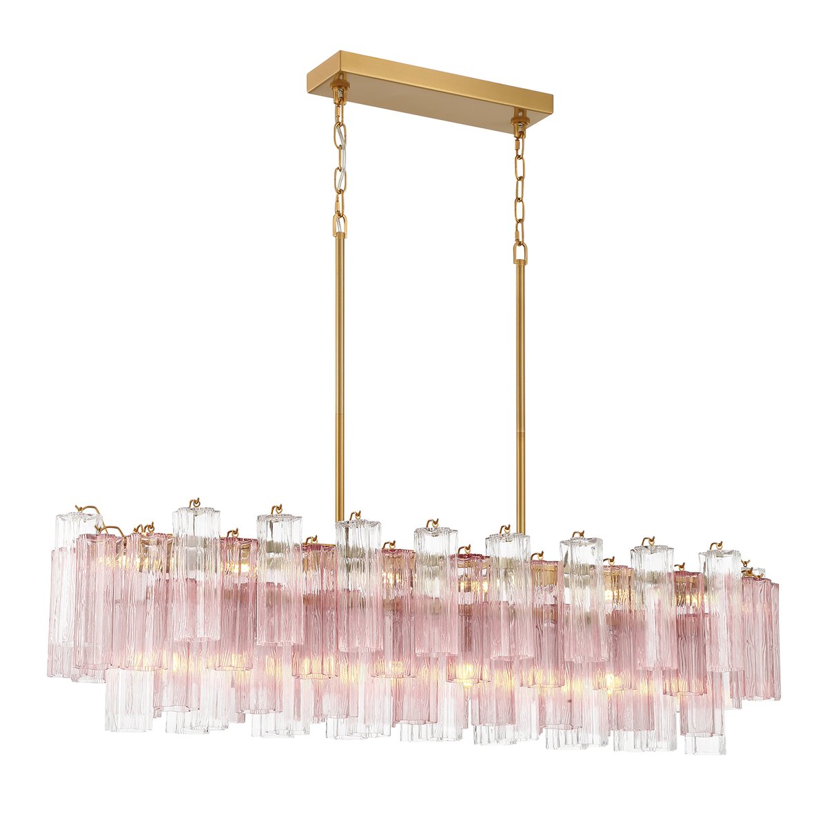 Aurora Linear Chandelier Glass Tube Tiered Amber - Letslighting