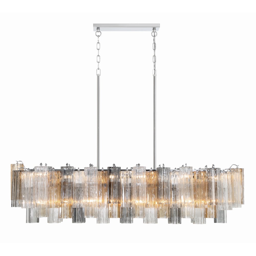 Aurora Linear Chandelier Glass Tube Tiered Amber - Letslighting