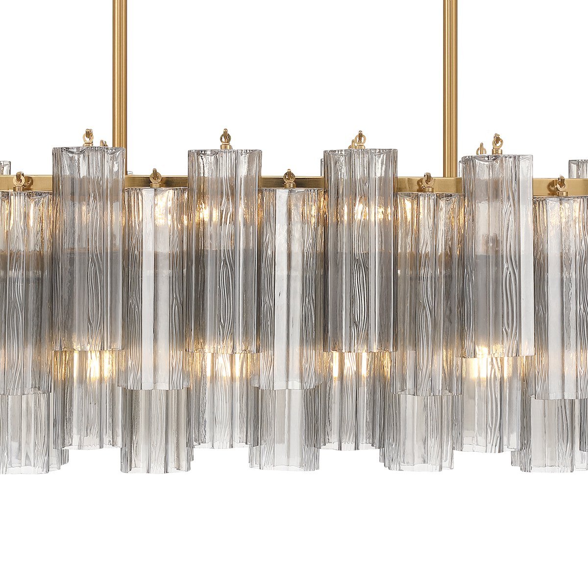 Aurora Linear Chandelier Glass Tube Tiered Amber - Letslighting