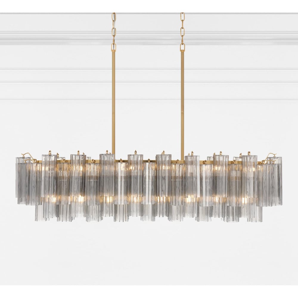 Aurora Linear Chandelier Glass Tube Tiered Amber - Letslighting