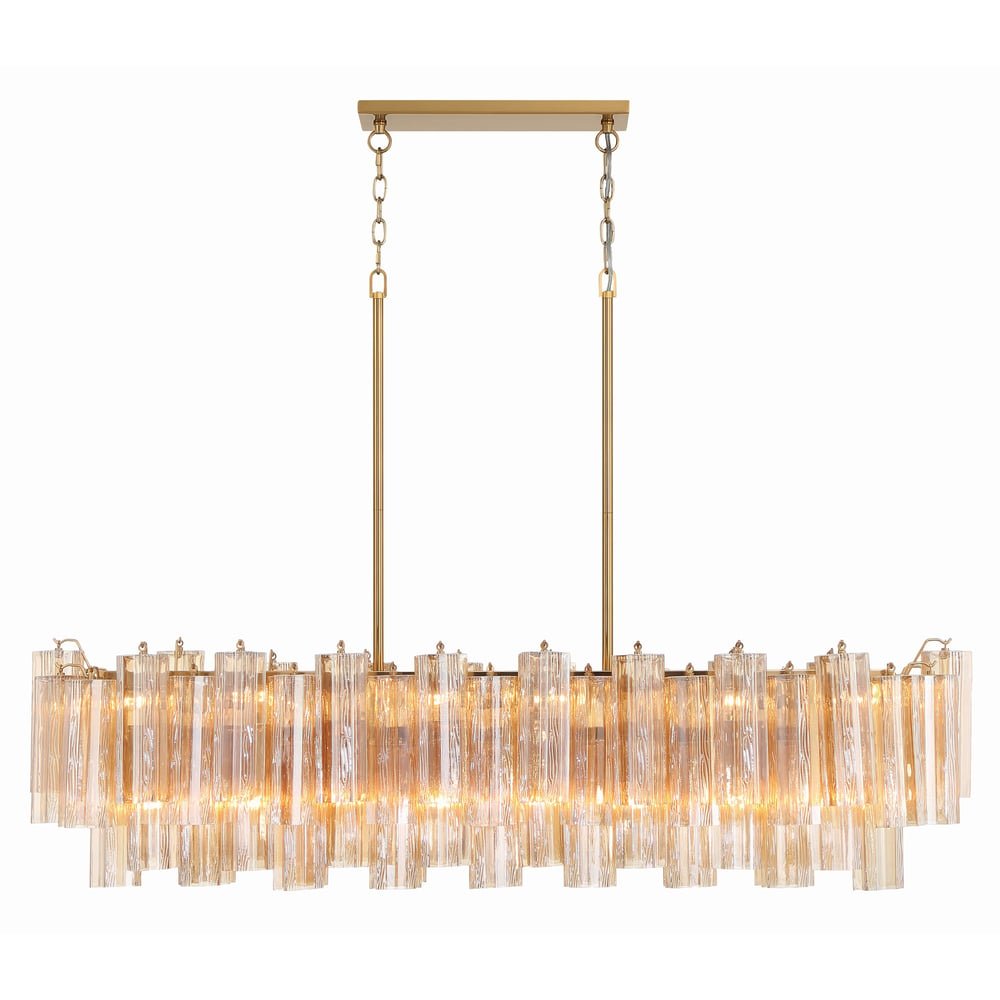 Aurora Linear Chandelier Glass Tube Tiered Amber - Letslighting