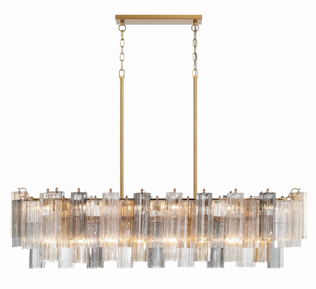 Aurora Linear Chandelier Glass Tube Tiered Amber - Letslighting