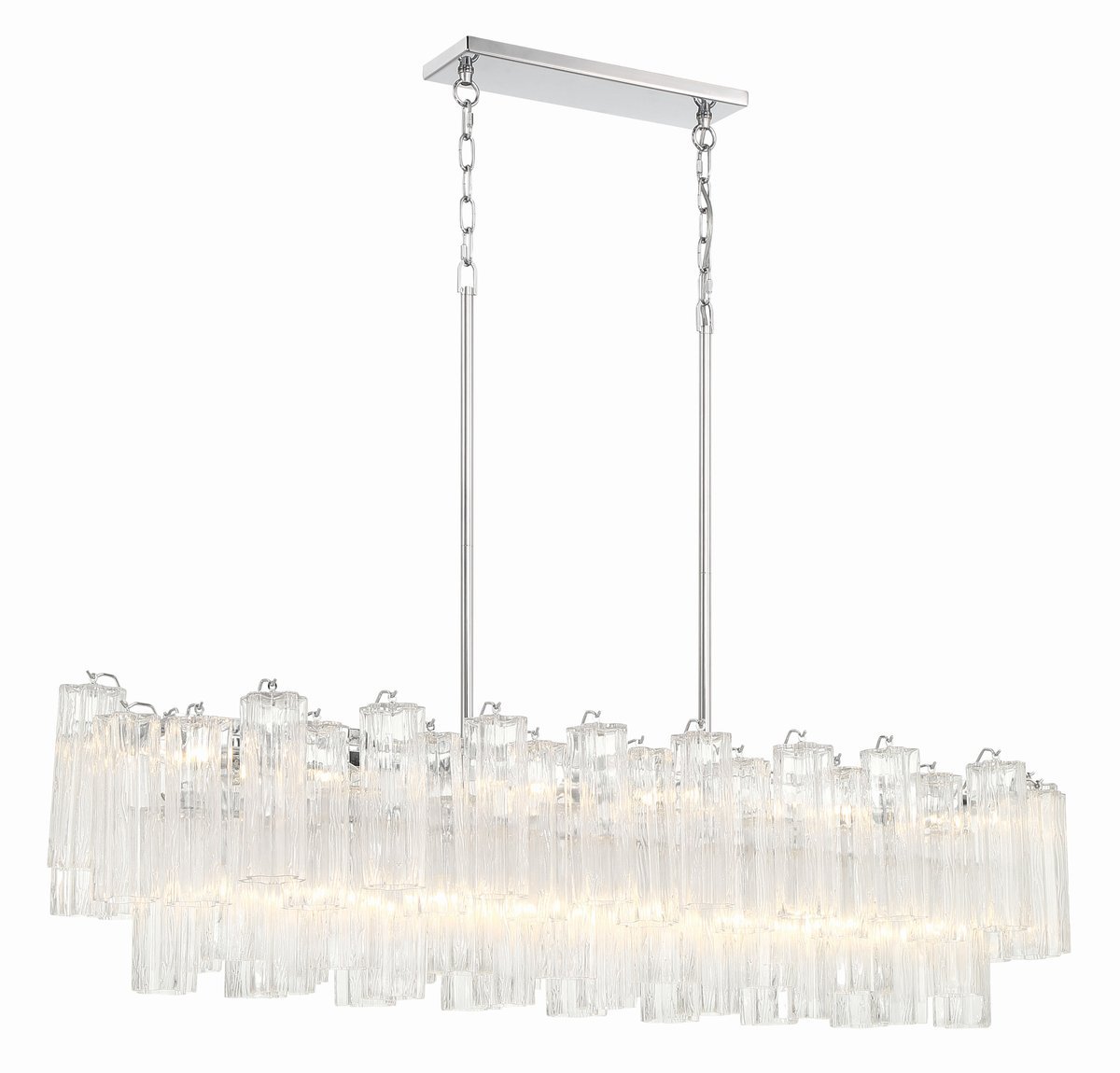 Aurora Linear Chandelier Glass Tube Tiered Amber - Letslighting